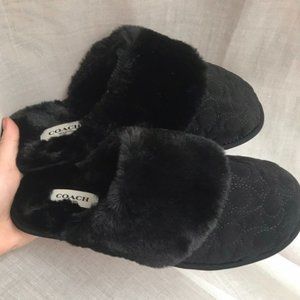 Coach faux fur lined slippers